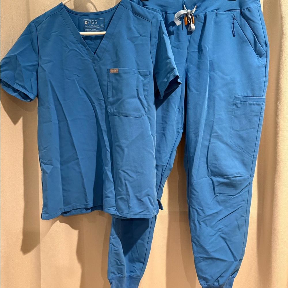 Figs Medical Scrub Top and Jogger Pants in Cobalt Blue